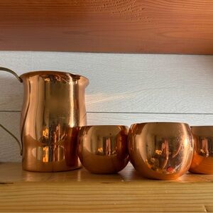 VINTAGE Copper Pitcher and Mug Set